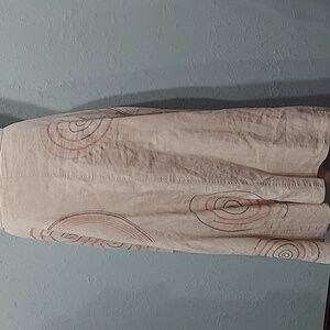 J Jill 100% linen swirl embroidered skirt size 8 p